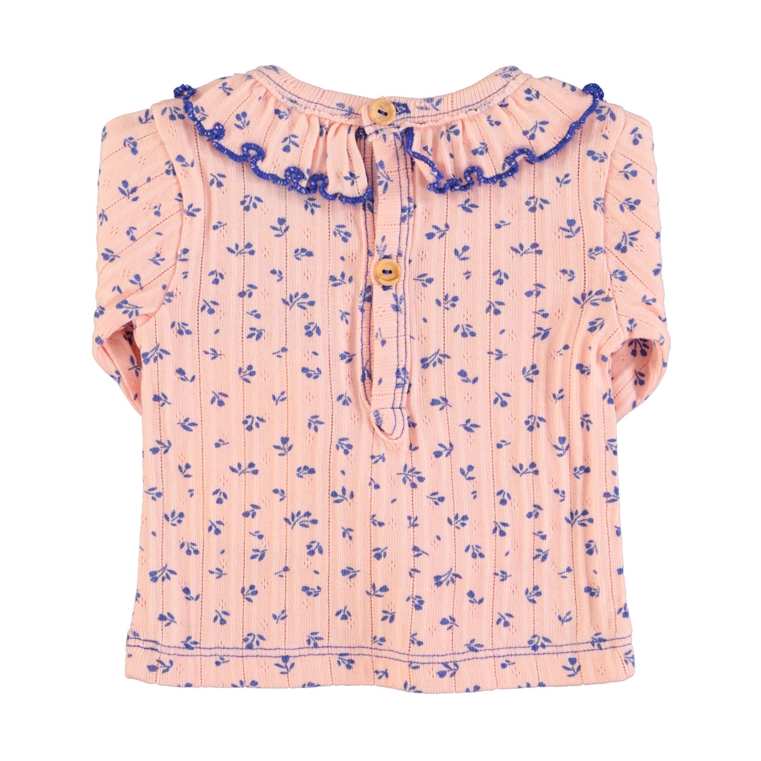 newborn collar shirt | light pink w/ blue little flowers