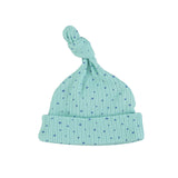 newborn hat | mint w/ blue little stars