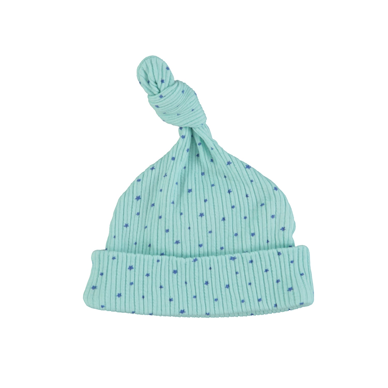 newborn hat | mint w/ blue little stars
