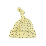 newborn hat | yellow w/ blue little flowers