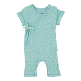 newborn short sleeve babygrow | mint w/ little stars