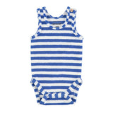 newborn sleeveless body | blue & white stripes