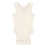 newborn sleeveless body | white w/ blue little stars