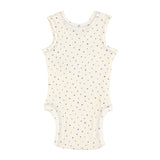 newborn sleeveless body | white w/ blue little stars