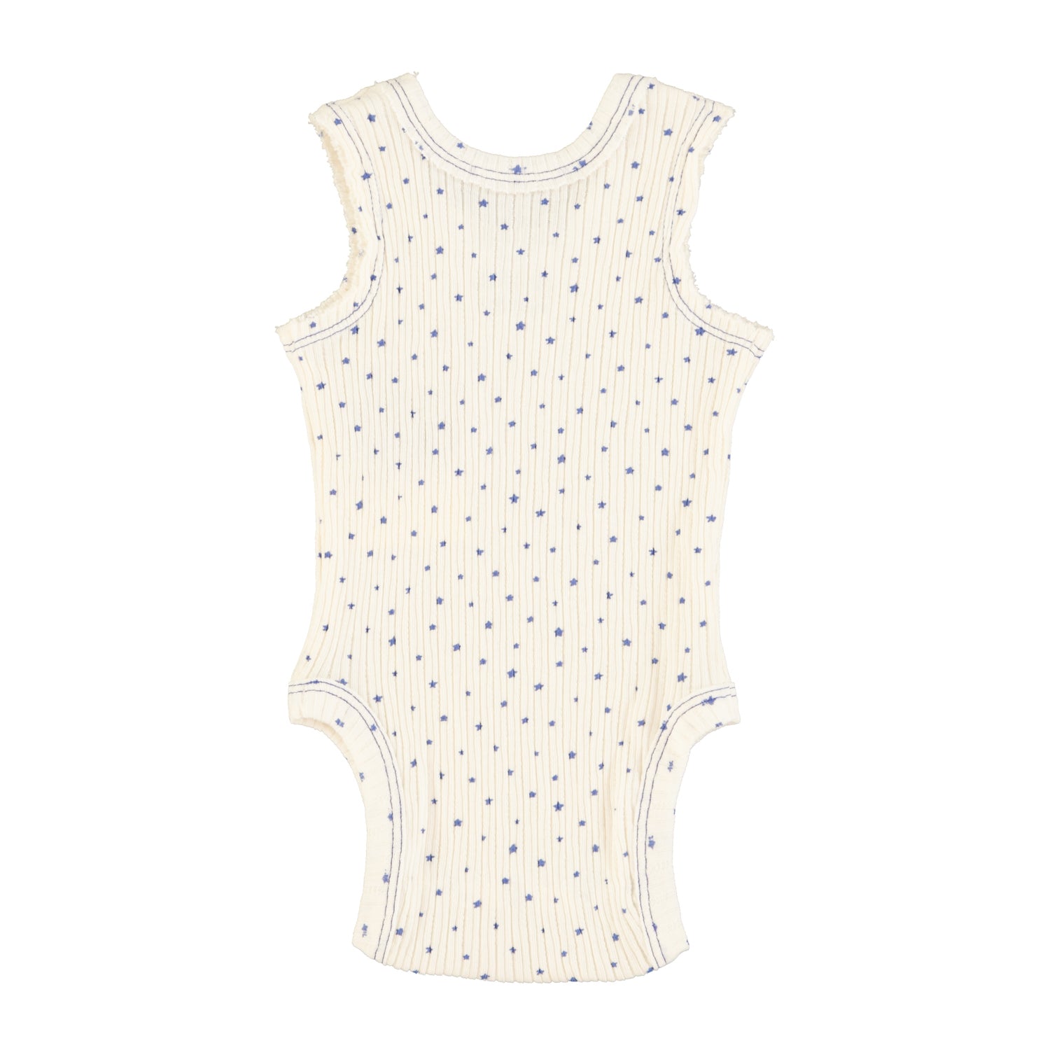 newborn sleeveless body | white w/ blue little stars
