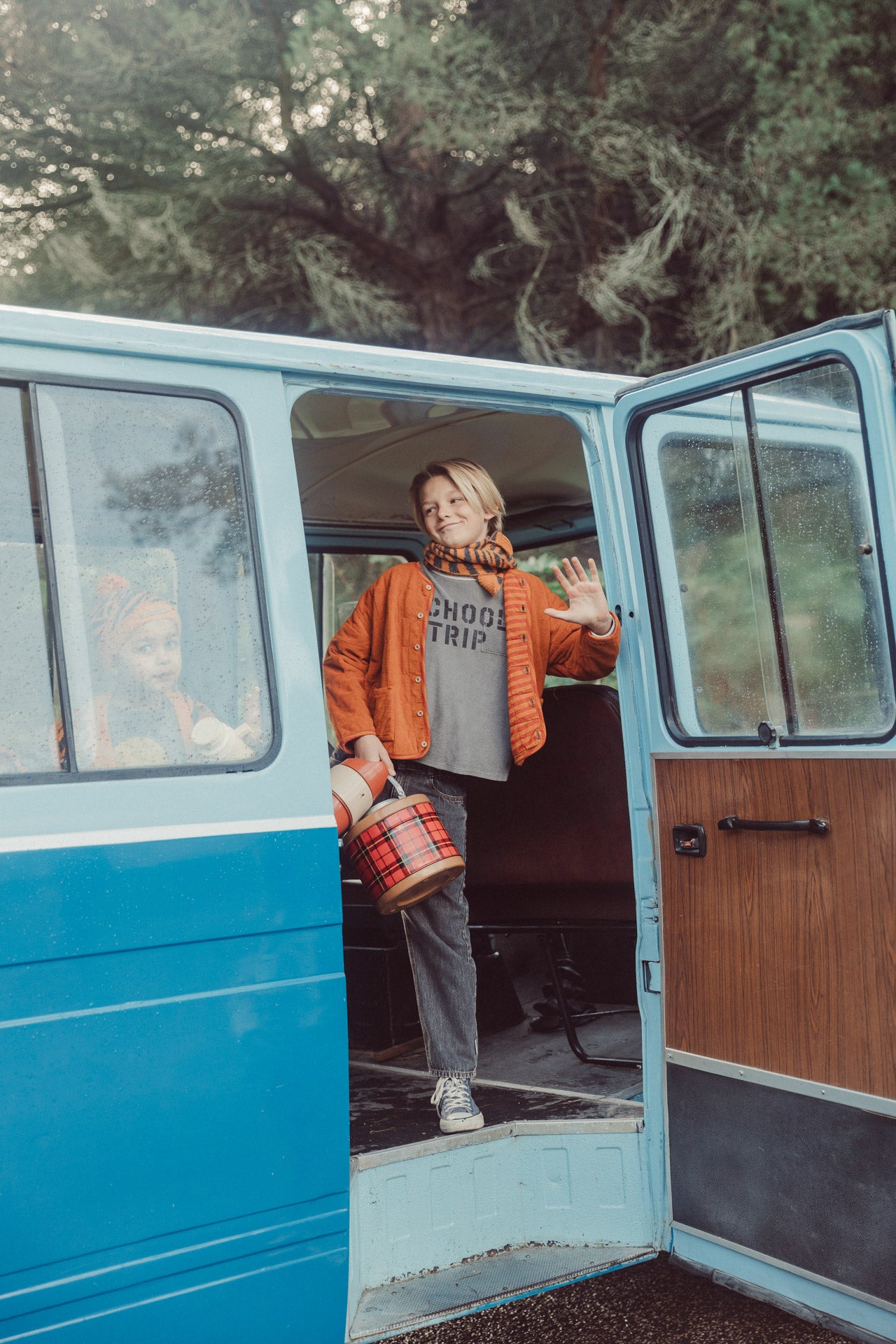 Terry Cotton Longsleeve Tshirt Grey with "school Trip" Print