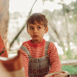 Baby Dungarees Fadded Light Blue Denim with "school Trip" Print