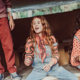 Dungarees Fadded Light Blue Denim with "school Trip" Print