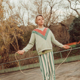 Sweatshirt Mint Green with Multicolor Triangle Print