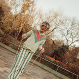 Jogging Pants Ecru & Green Stripes