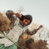Long Skirt Green with Double Stripes