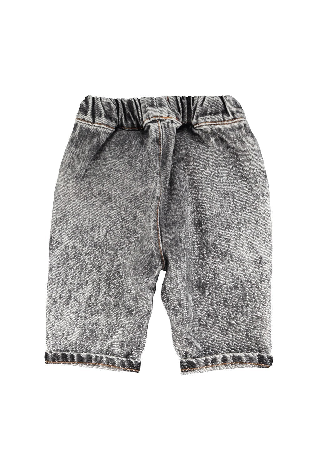 piupiuchick baby washed black denim trousers with elastic waist and lateral pockets, 100% cotton.
