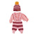 Knitted hat w/ pompon | Pink & raspberry stripes