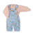 Baby dungarees | Blue w/ multicolor geometric allover