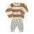 Knitted baby sweater | Green & ecru stripes