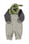 Baby dungarees | Light grey w/ black flowers