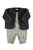 Baby dungarees | Light grey w/ black flowers