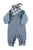 Baby Dungarees | Washed blue denim w/ black hearts