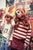 Knitted sweater | Bordeaux & light pink stripes