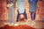 Dungarees | Washed blue denim w/ black hearts