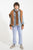 Knitted cardigan | Brown w/ "band & crew only" print