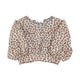 cropped blouse w/ balloon sleeves  | ecru w/ animal print