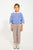 knitted blouse w/ collar | ecru & blue