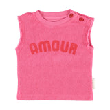 Baby Sleeveless Terry Top with “Amour” Print – Pink