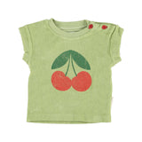 baby t'shirt | light olive w/ cherry print