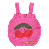 Girl baby pink knitted top with cherry print