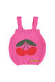 Girl baby pink knitted top with cherry print