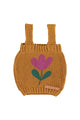 Girl baby camel knitted top with flower print