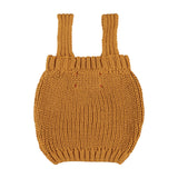 Girl baby camel knitted top with flower print