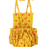 playsuit | mustard w/ red hearts allover