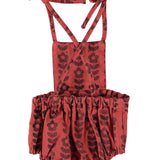 Baby Playsuit Bordeaux with Black Flowers