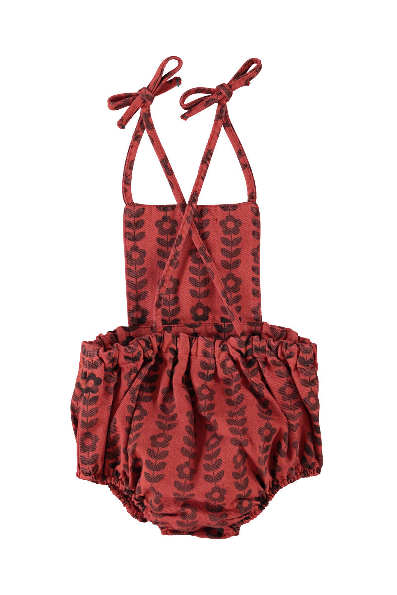 Playsuit Bordeaux with Black Flowers
