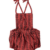 Playsuit Bordeaux with Black Flowers