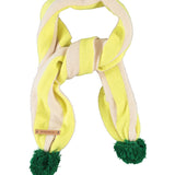 Knitted Pompom Scarf Lime & Ecru Stripes