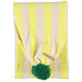 Knitted Pompom Scarf Lime & Ecru Stripes