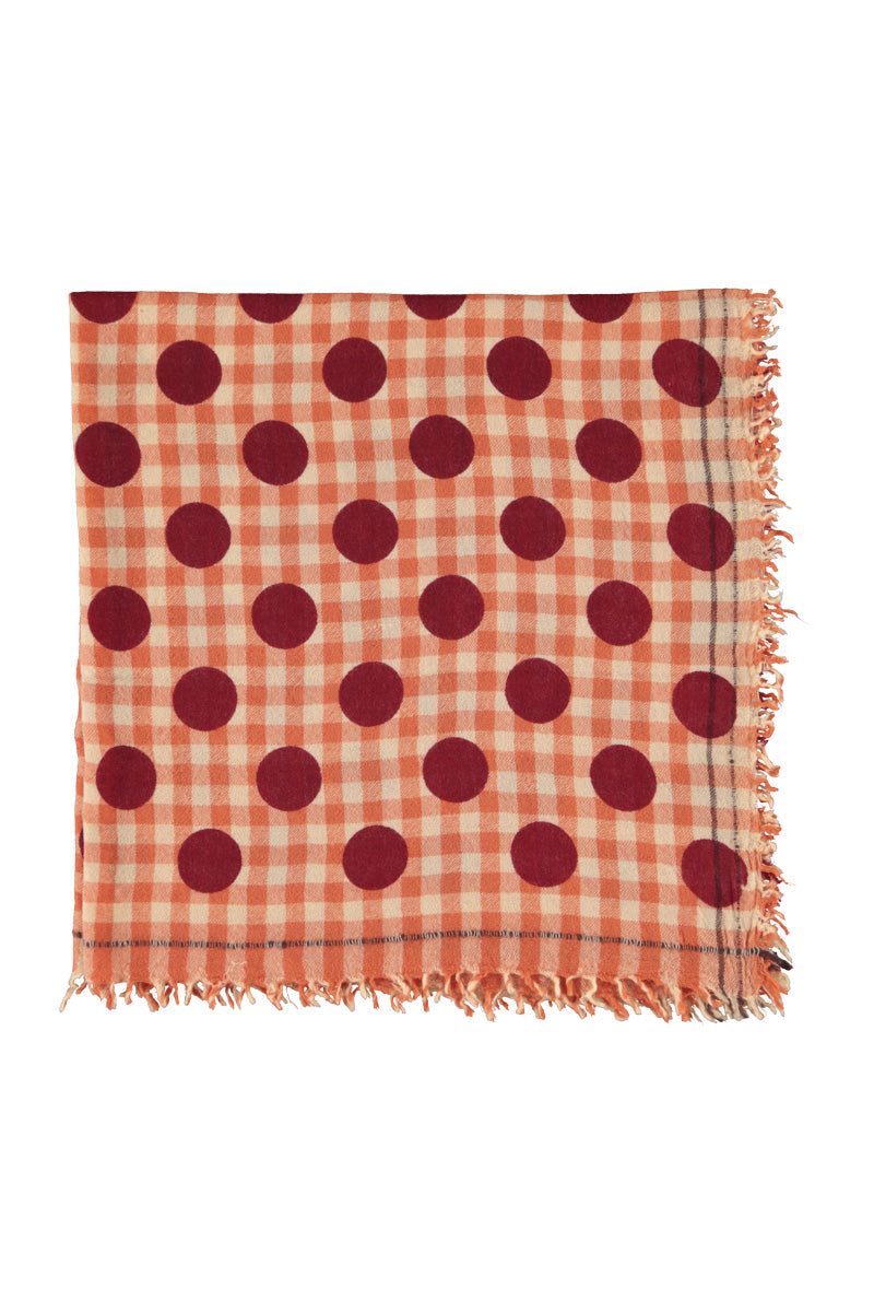 Scarf Orange Checkered with Polka Dots
