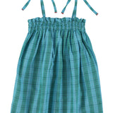 short dress w/ straps | blue & green checkered