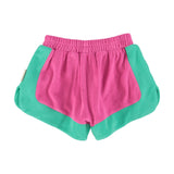 Girl fuchsia and green terry shorts
