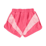 Girl pink terry shorts with white stripes