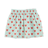 short skirt | light blue w/ red hearts allover
