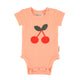 short sleeve bodysuit | pink w/ cherry print