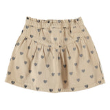 Short Skirt Beige with Black Hearts