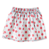 Short Skirt Light Blue Denim with Red Dots
