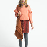 Short Skirt Bordeaux with Black Flowers