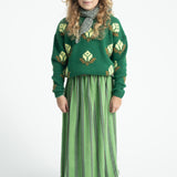 Long Skirt Green with Double Stripes