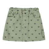 Short Skirt Olive Green with Black Hearts